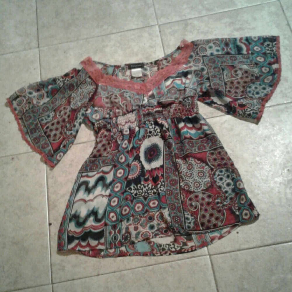 Bell Sleeved Sexy Tunic Dress Shirt Sz L